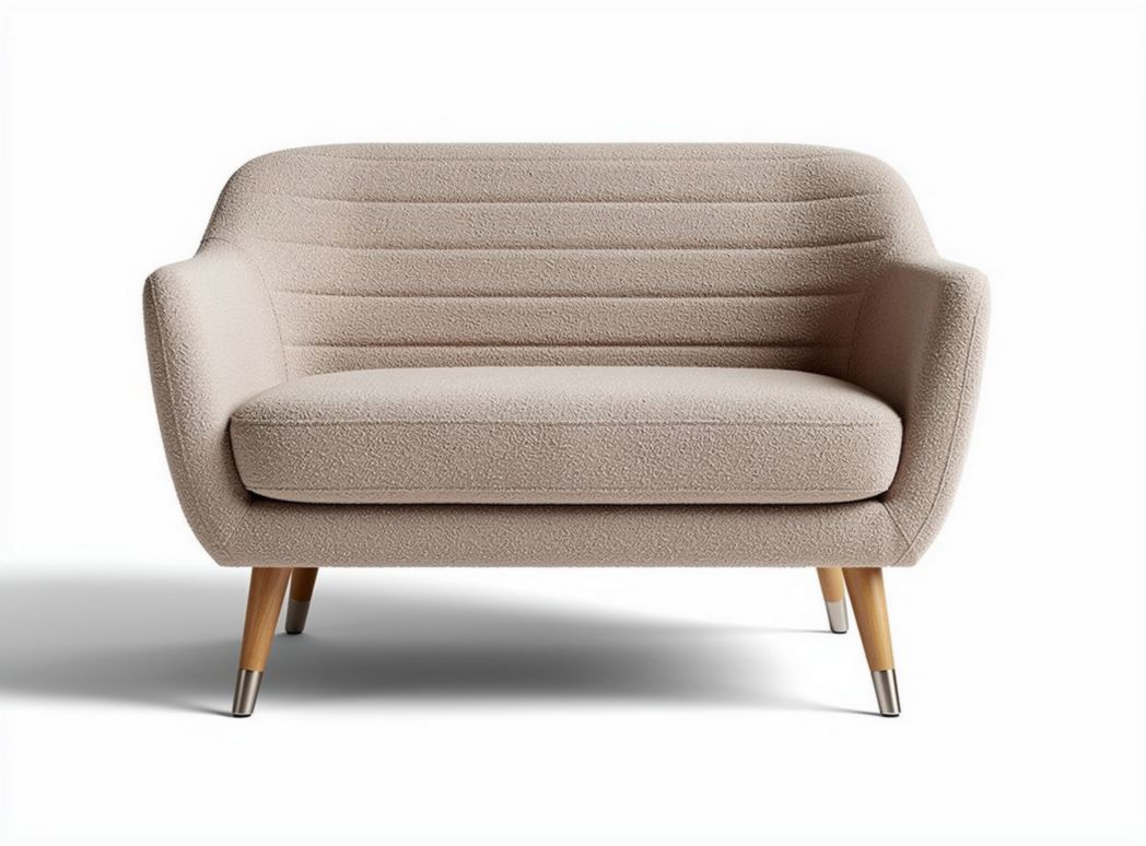 Sofa dwuosobowa z materiału tkaninowego w kolorze jasnoszarym 90 x 70 x 75cm