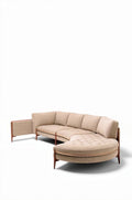 Sofa narożna z oparciem w kolorze beżowym 250 x 150 x 80cm z tkaniny tekstylnej