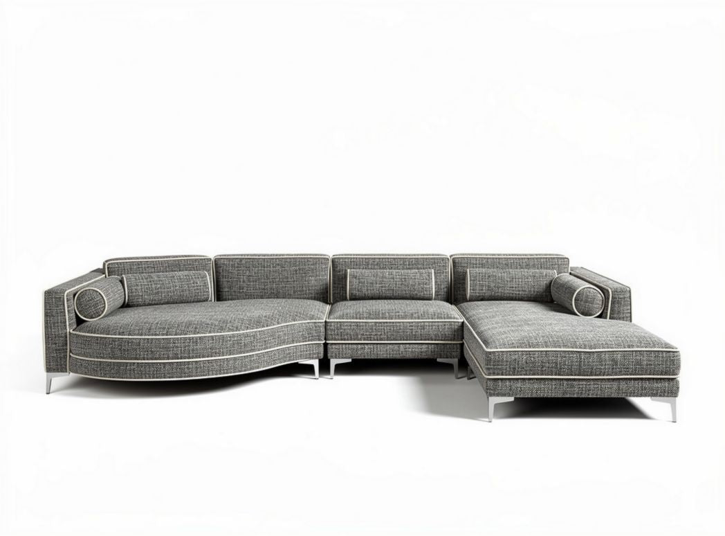 Sofa narożna z szarym pokryciem materiałowym 240 x 100 x 85cm