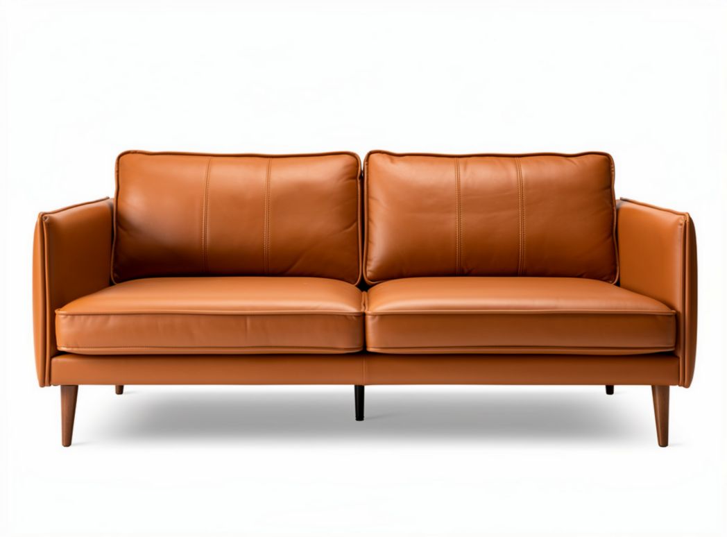sofa skórzana brązowa 180 x 85 x 70 cm z poduszkami na siedzenia