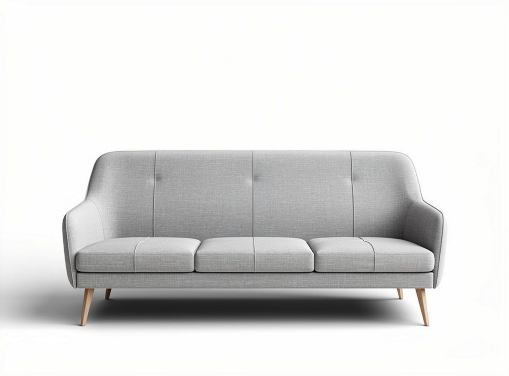 Sofa tapicerowana w kolorze szarym z drewnianymi nogami 200 x 90 x 85cm